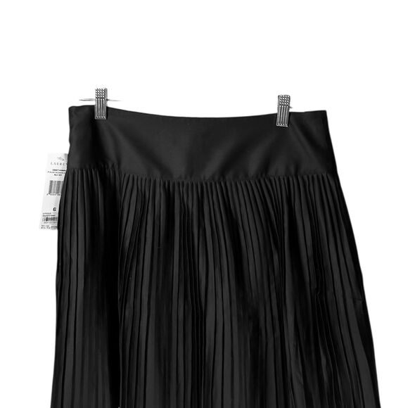 Ralph Lauren Skirt Black White Pleated Midi Preppy Old Money Elegant Size 6 NWT - Picture 7 of 9